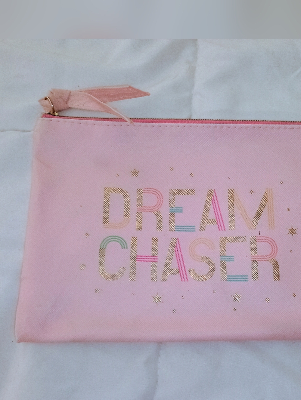 PRICE FIRM Pink "Dream Chaser" Zip Pouch